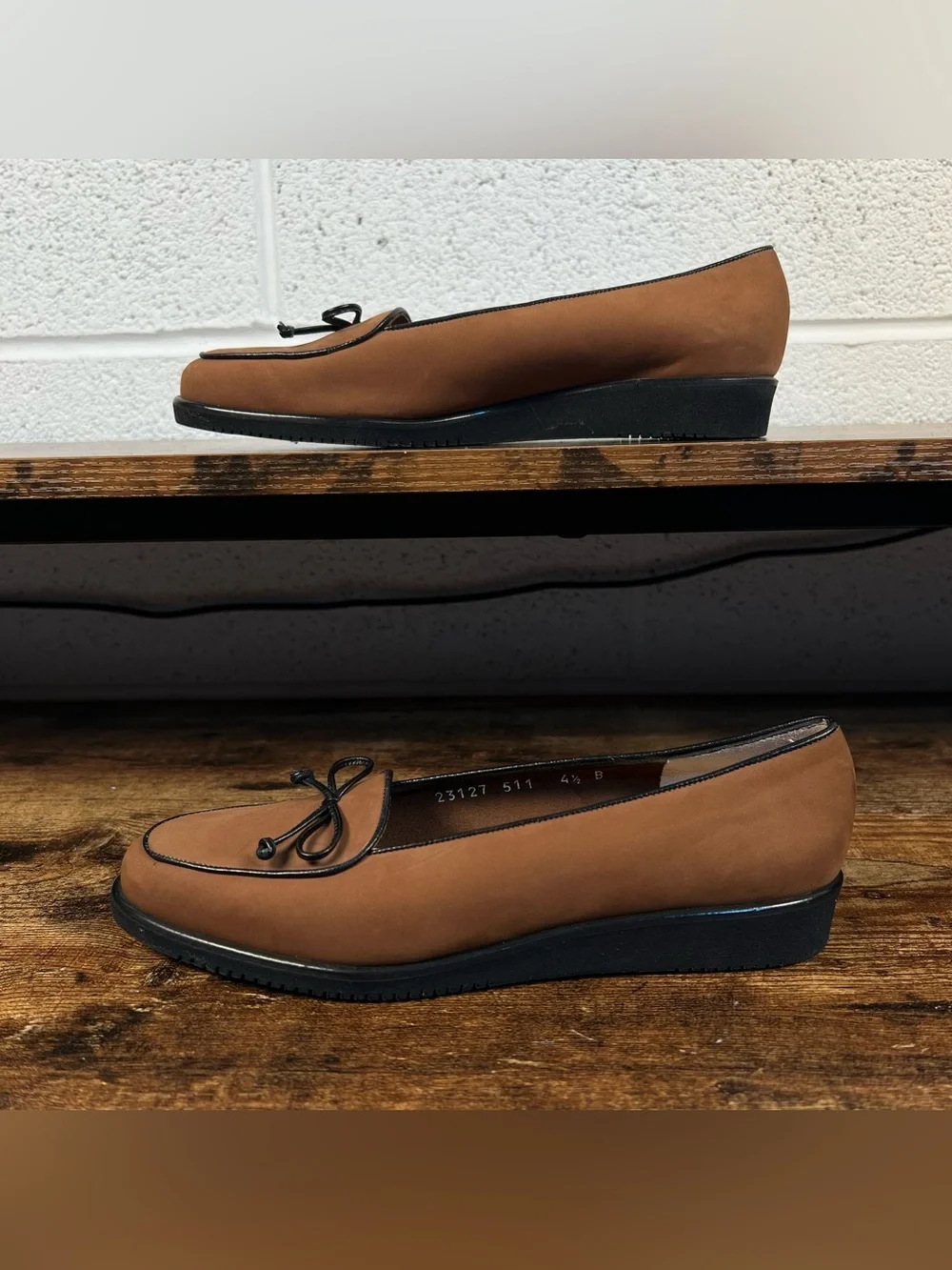 Salvatore Ferragamo Loafers Brown Black‎ Trim Big Girl Kids 4.5
